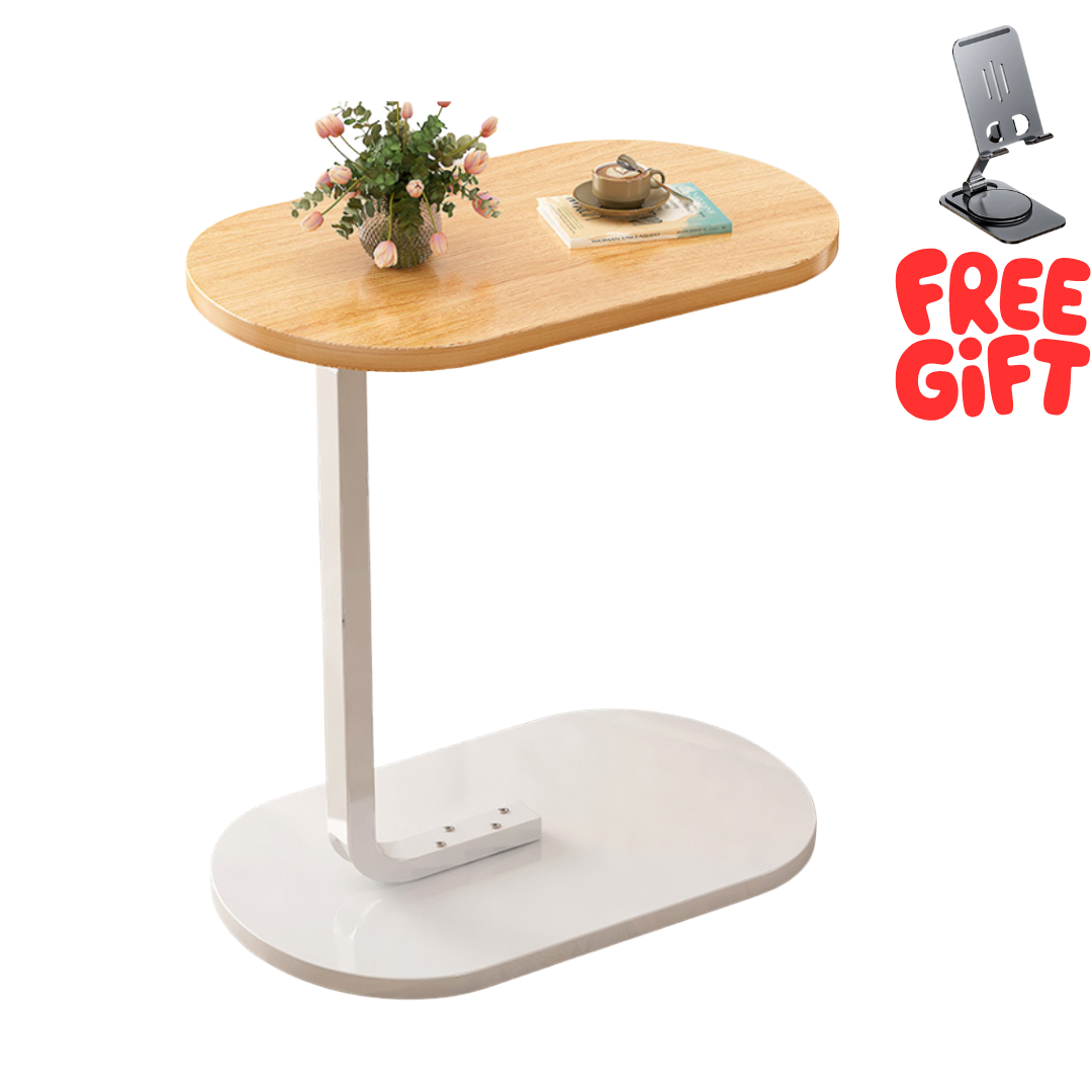 HomeFlex™ Luxury Side Table – Brown & White C‑Shaped Side Table in Keny